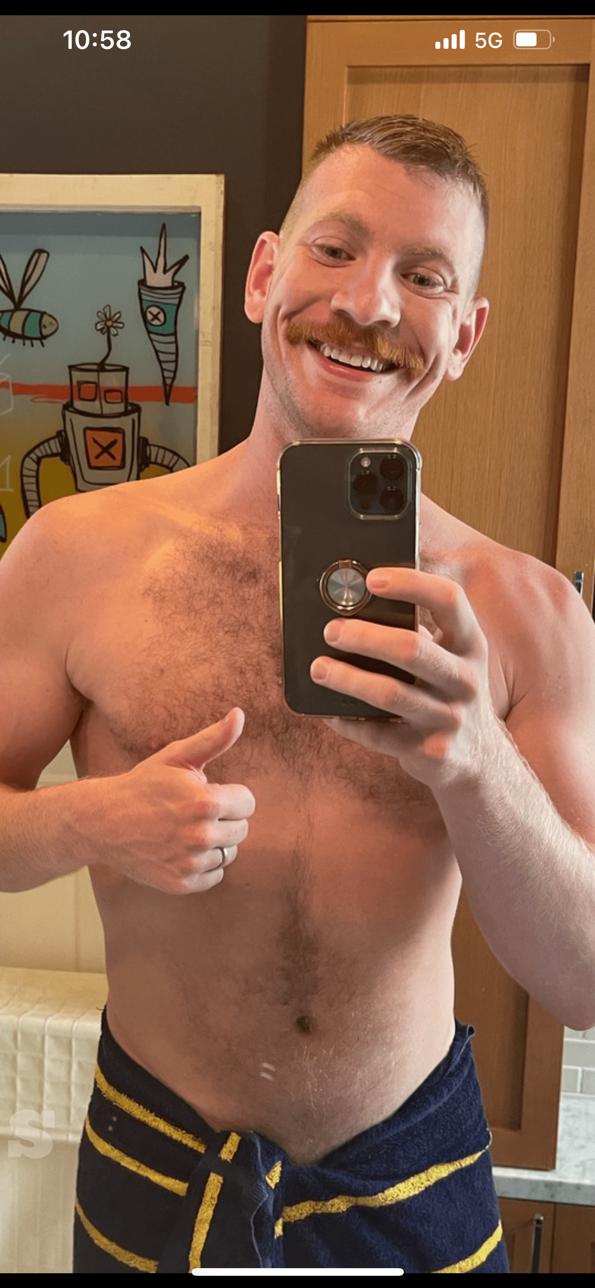 Photo by DirtyDaddyFunStuff with the username @DirtyDaddyPorn, who is a verified user,  April 28, 2024 at 12:59 AM and the text says 'Pizza and Anal #ginger #muscles #leather'