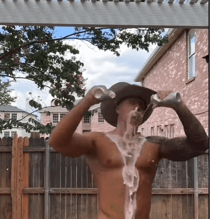 Photo by DirtyDaddyFunStuff with the username @DirtyDaddyPorn, who is a verified user,  February 15, 2024 at 11:28 PM and the text says 'Drinking Beer Bro.  #beer #buff #muscles #cowboys #jocks'