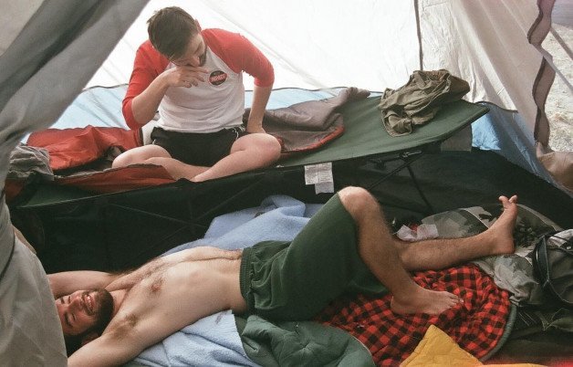 Photo by DirtyDaddyFunStuff with the username @DirtyDaddyPorn, who is a verified user,  May 3, 2024 at 12:34 AM and the text says '#camping #otters #hairy #armpits'