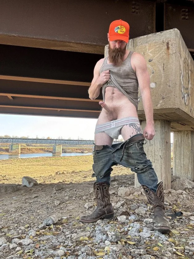 Photo by DirtyDaddyFunStuff with the username @DirtyDaddyPorn, who is a verified user,  April 5, 2024 at 7:15 PM and the text says 'Uber Redneck Ginger Construction Hunk!!  Number 2.  #ginger #redhead #construction #uniforms #hung #ass #armpits #hairy #beards #sports #redneck #countryboy #football #sports #jockstraps'