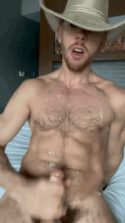 Photo by DirtyDaddyFunStuff with the username @DirtyDaddyPorn, who is a verified user,  June 5, 2024 at 11:35 PM and the text says 'Ripped Ginger Cowboy Explosive Cumshot #cowboys #ripped #abs #muscles #buff #hairy #otter #ginger #redhead #hung #cum #cumshot #twink #beards'