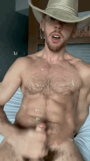 Photo by DirtyDaddyFunStuff with the username @DirtyDaddyPorn, who is a verified user,  June 5, 2024 at 11:35 PM and the text says 'Ripped Ginger Cowboy Explosive Cumshot #cowboys #ripped #abs #muscles #buff #hairy #otter #ginger #redhead #hung #cum #cumshot #twink #beards'