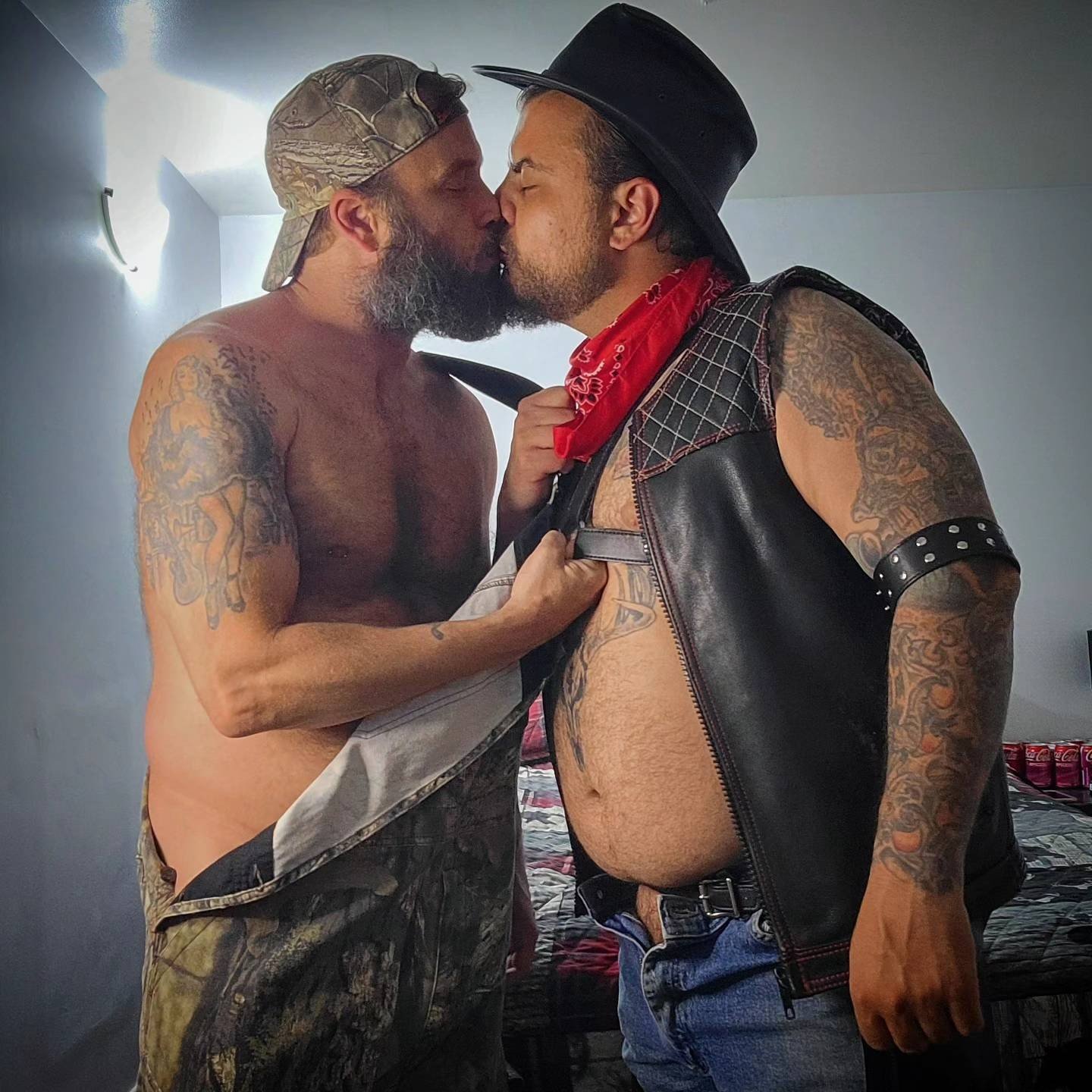 Album by DirtyDaddyFunStuff with the username @DirtyDaddyPorn, who is a verified user,  May 12, 2024 at 10:15 PM and the text says '#redneck #leather #bears'