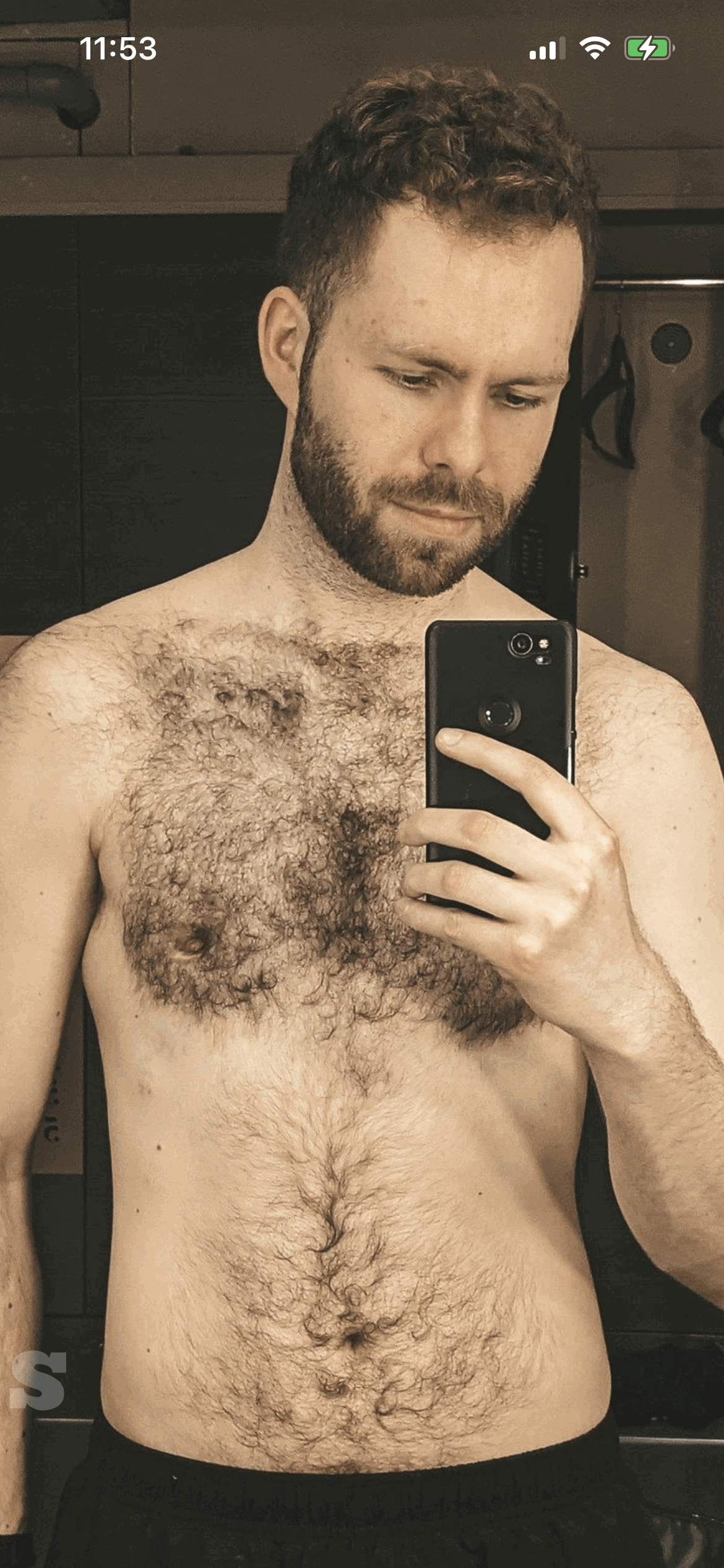 Album by DirtyDaddyFunStuff with the username @DirtyDaddyPorn, who is a verified user,  May 6, 2024 at 8:52 PM and the text says '#vintage #muscle and #hairy #stubble'