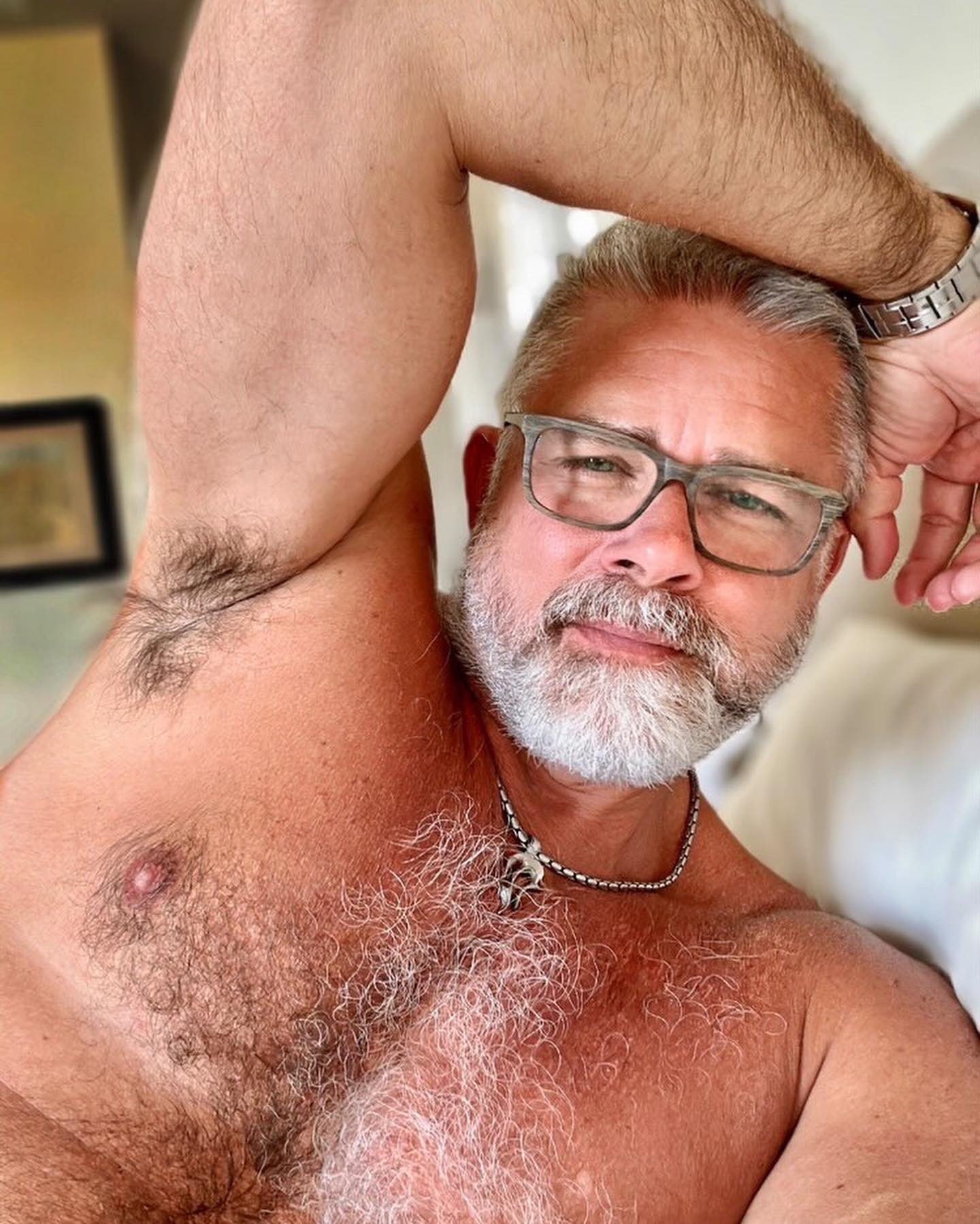 Photo by DirtyDaddyFunStuff with the username @DirtyDaddyPorn, who is a verified user,  April 28, 2024 at 11:16 PM and the text says '#hairy #daddies'