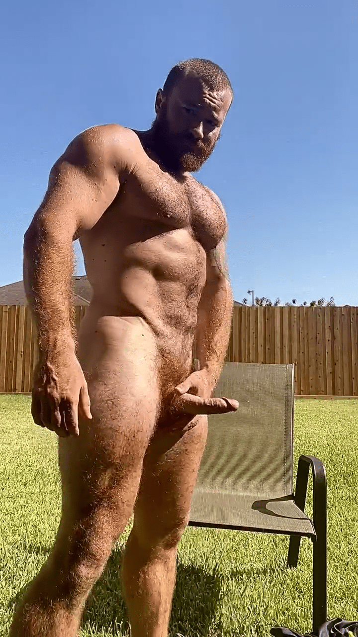 Photo by DirtyDaddyFunStuff with the username @DirtyDaddyPorn, who is a verified user,  April 8, 2024 at 7:14 PM and the text says 'STILLS of the MASSIVE GINGER BEAR CUMMING!  #ginger #redheads #muscles #buff #bears #hairy #cum #cumshot #hung'