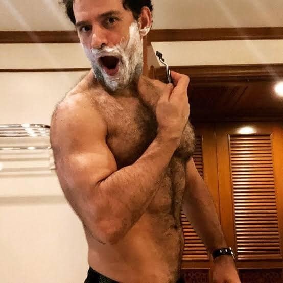 Photo by DirtyDaddyFunStuff with the username @DirtyDaddyPorn, who is a verified user,  January 7, 2024 at 9:47 PM and the text says '#hairy #muscles #beards #bears #santa #christmas #shaving #stubble'