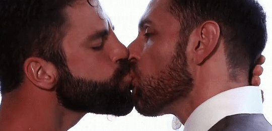 Photo by DirtyDaddyFunStuff with the username @DirtyDaddyPorn, who is a verified user,  April 3, 2024 at 8:21 PM and the text says 'Kissing Beards #beards #kissing #tongue #stubble #manly #romantic #sexy #hairy'
