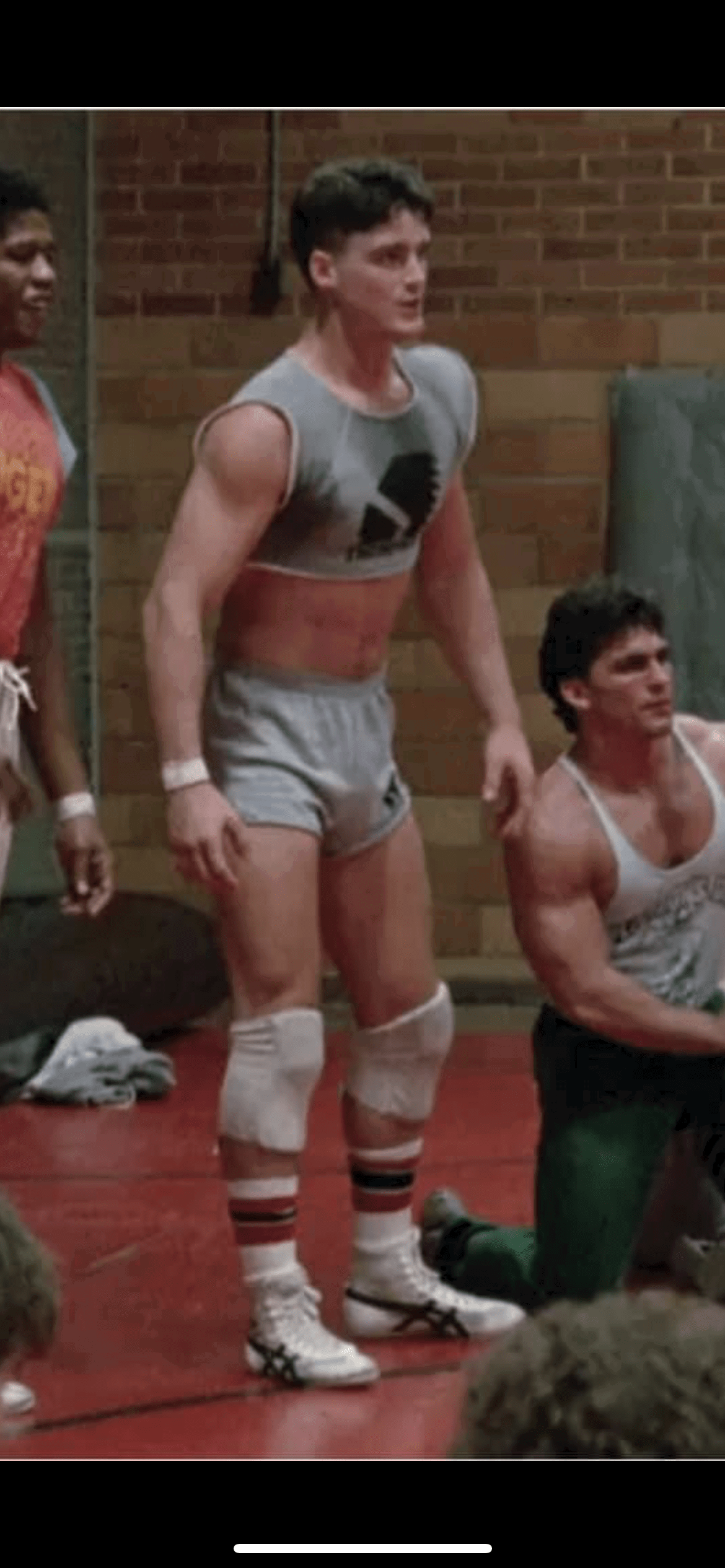 Photo by DirtyDaddyFunStuff with the username @DirtyDaddyPorn, who is a verified user,  January 4, 2024 at 7:43 PM and the text says '#moviestars #muscles #wrestling  From a sexy movie with Matthew Modine'