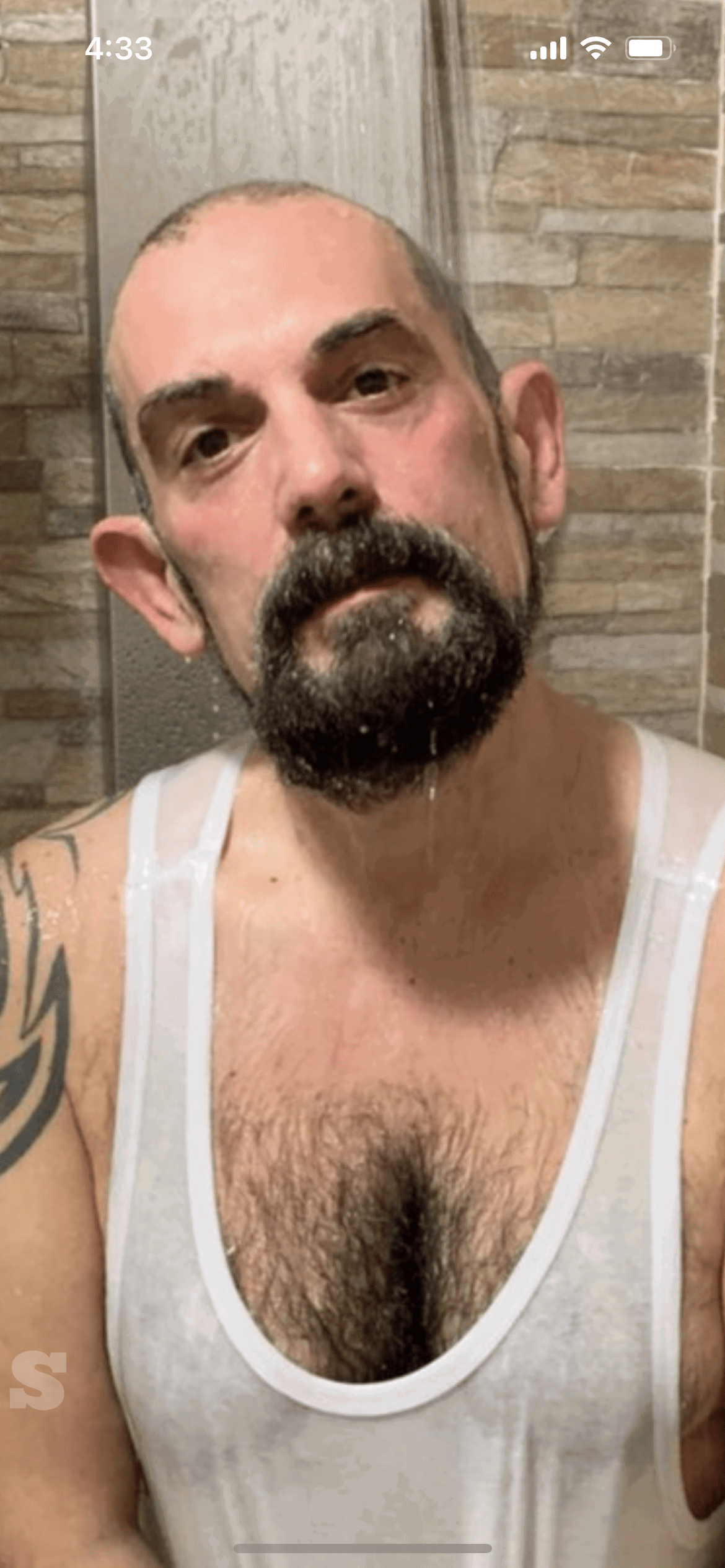 Album by DirtyDaddyFunStuff with the username @DirtyDaddyPorn, who is a verified user,  May 6, 2024 at 8:55 PM and the text says '#armpits #gym #muscles #daddy #hairy #stubble #beards #bigears #bald'