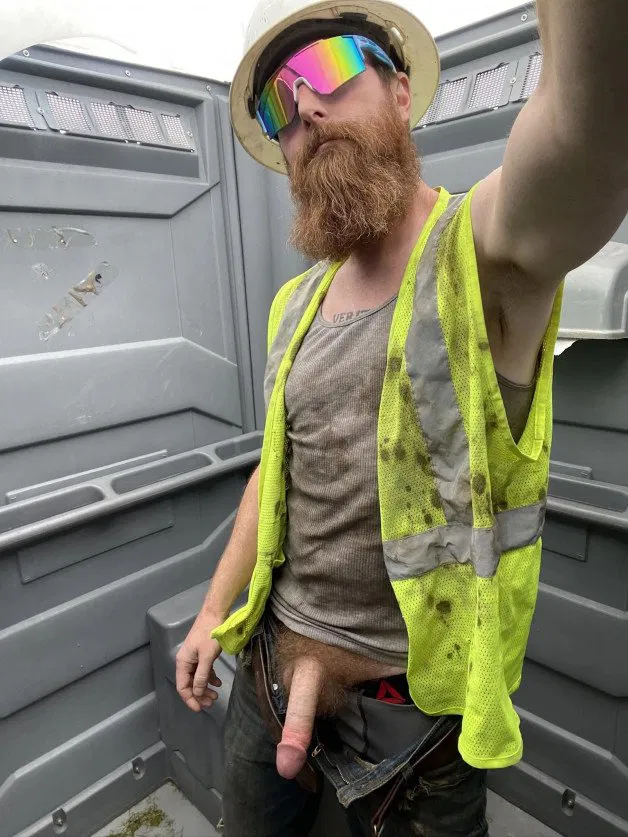 Photo by DirtyDaddyFunStuff with the username @DirtyDaddyPorn, who is a verified user,  April 5, 2024 at 7:15 PM and the text says 'Uber Redneck Ginger Construction Hunk!!  Number 2.  #ginger #redhead #construction #uniforms #hung #ass #armpits #hairy #beards #sports #redneck #countryboy #football #sports #jockstraps'