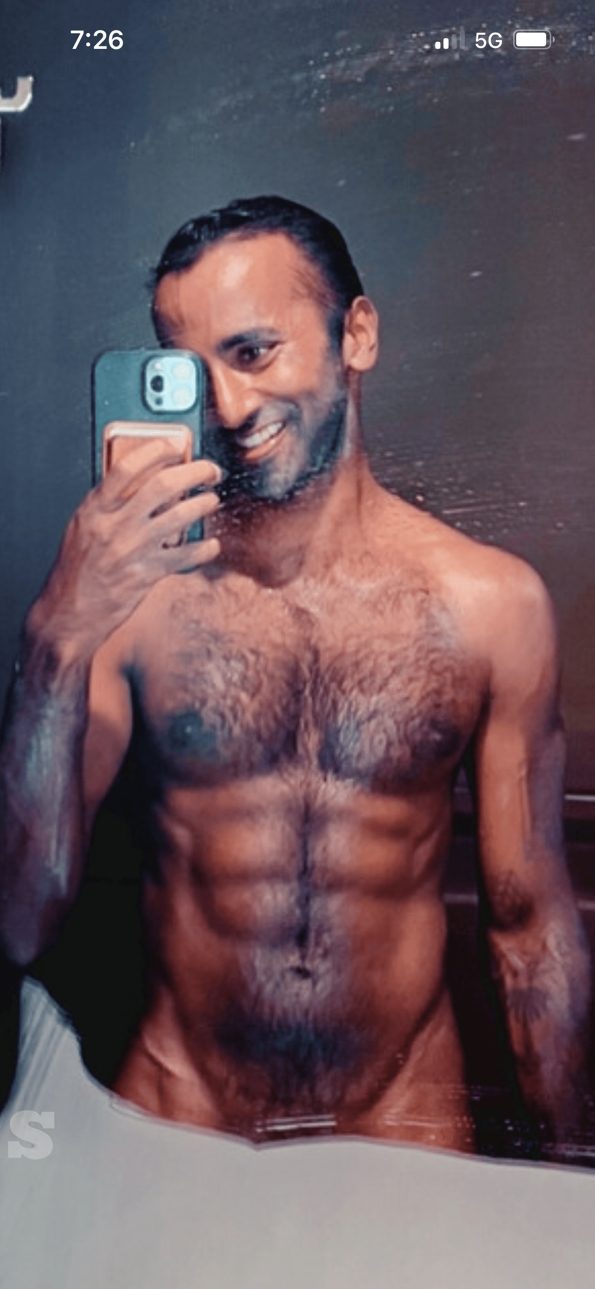 Photo by DirtyDaddyFunStuff with the username @DirtyDaddyPorn, who is a verified user,  May 6, 2024 at 6:29 PM and the text says '#hairy #abs #muscles #stubble'
