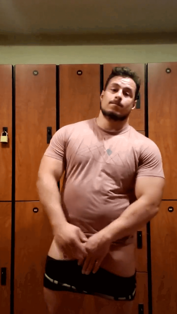 Album by DirtyDaddyFunStuff with the username @DirtyDaddyPorn, who is a verified user,  July 9, 2024 at 11:49 PM and the text says 'Hot 20 #gym #beefy'