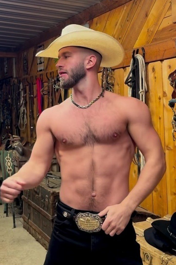Photo by DirtyDaddyFunStuff with the username @DirtyDaddyPorn, who is a verified user,  April 3, 2024 at 6:57 PM and the text says '#cowboys #countryboys and #hairy Hunks #beards #stubble #gingers'