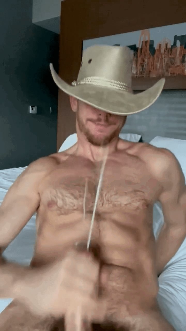 Album by DirtyDaddyFunStuff with the username @DirtyDaddyPorn, who is a verified user,  July 7, 2024 at 1:01 AM and the text says 'Hot 22 #ginger #cowboys #cum'