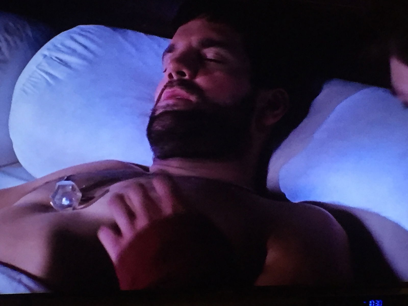 Photo by DirtyDaddyFunStuff with the username @DirtyDaddyPorn, who is a verified user,  February 12, 2024 at 10:51 PM and the text says '#MERLIN snooping while Sexy #knight Sleeps.  So gay.  Very Erotic.  #manly #buff #butch #hairy #muscles #armpits #stubble #beards'