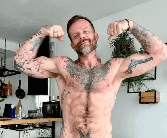 Watch the Photo by DirtyDaddyFunStuff with the username @DirtyDaddyPorn, who is a verified user, posted on February 15, 2024 and the text says '#stubble #daddies #tats #muscles #beards #bears #hairy'