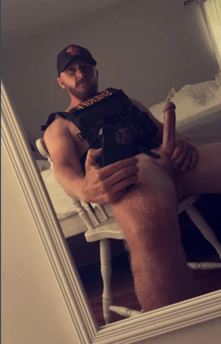 Photo by DirtyDaddyFunStuff with the username @DirtyDaddyPorn, who is a verified user,  February 14, 2024 at 12:44 AM and the text says 'Super #HUNG #COP #ginger #redhead #police #uniform #stubble #muscle'