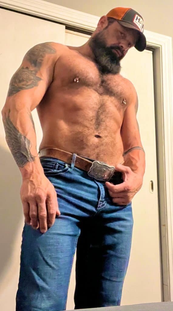 Album by DirtyDaddyFunStuff with the username @DirtyDaddyPorn, who is a verified user,  April 29, 2024 at 12:22 AM and the text says 'Stud 7 #manly #hairy #muscles #daddy'