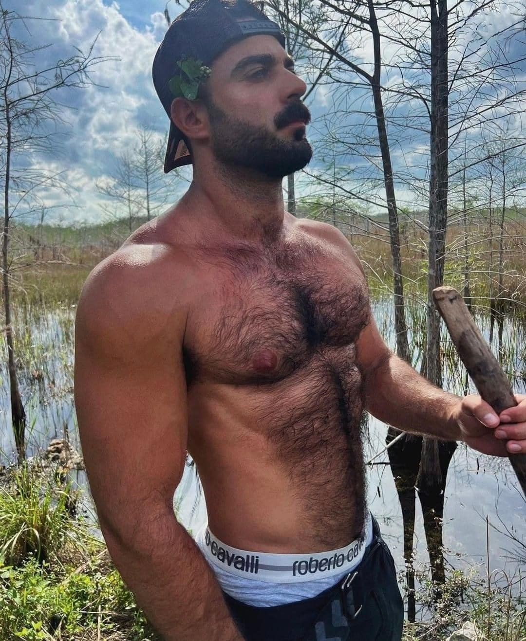 Album by DirtyDaddyFunStuff with the username @DirtyDaddyPorn, who is a verified user,  June 30, 2024 at 8:56 PM and the text says '#hairy #manly #muscles #butch #mustache #furry  #daddy'