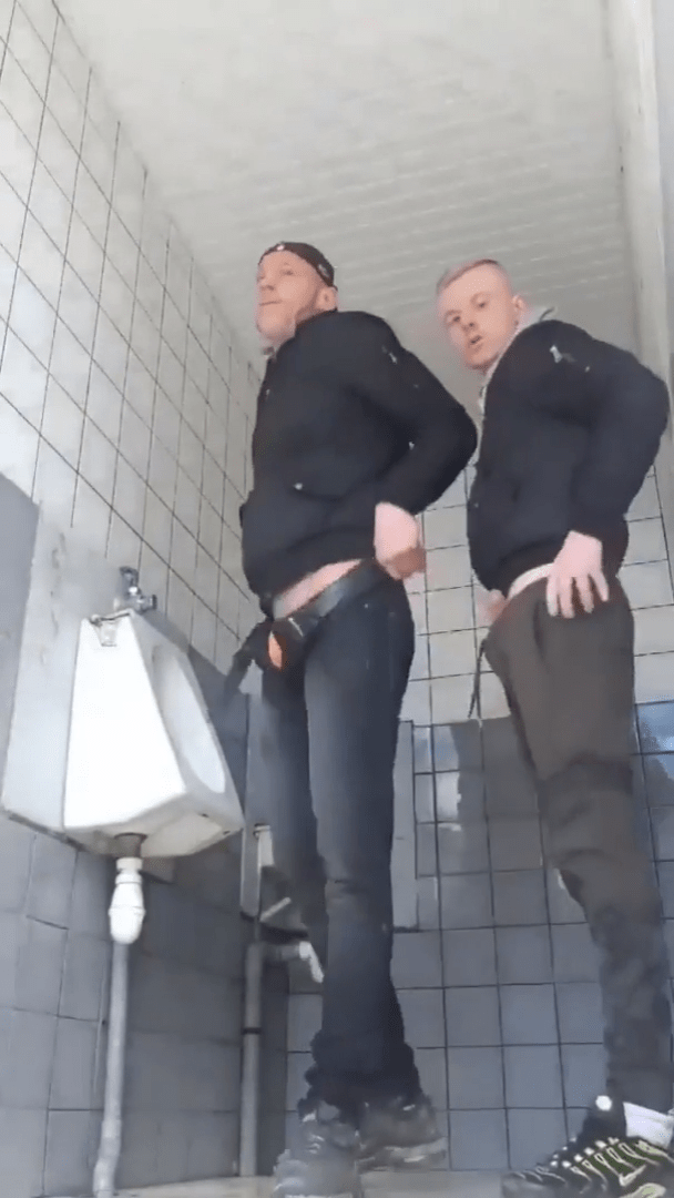 Photo by DirtyDaddyFunStuff with the username @DirtyDaddyPorn, who is a verified user,  April 8, 2024 at 12:09 AM and the text says 'Urinal Fuck !  #restroom #bathroom #urinal #fuck #fucking #bareback #twinks #raw #public'