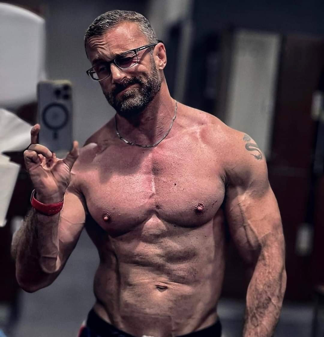 Photo by DirtyDaddyFunStuff with the username @DirtyDaddyPorn, who is a verified user,  April 28, 2024 at 9:28 PM and the text says 'Hot 10 #muscles #beards #stubble #tats'