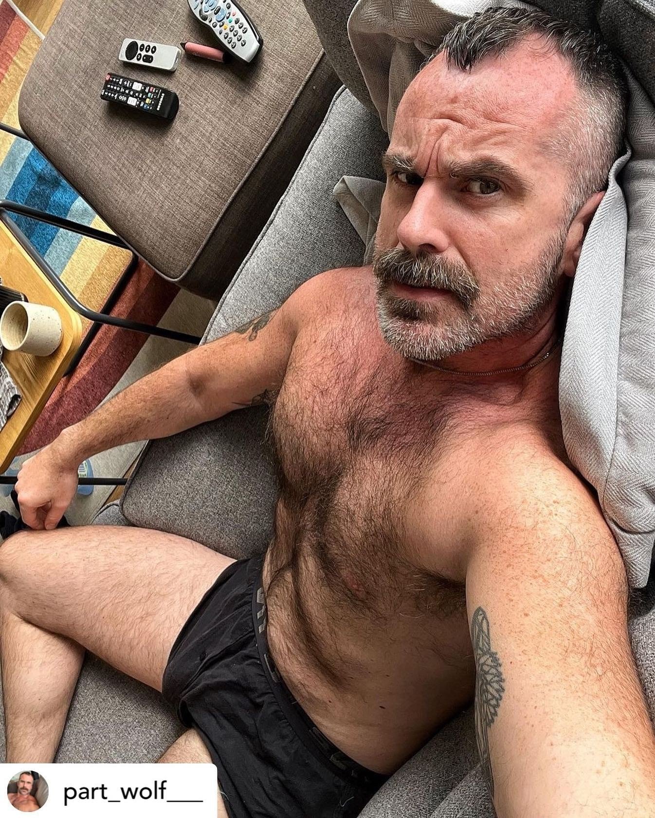 Photo by DirtyDaddyFunStuff with the username @DirtyDaddyPorn, who is a verified user,  April 28, 2024 at 11:16 PM and the text says '#hairy #daddies'