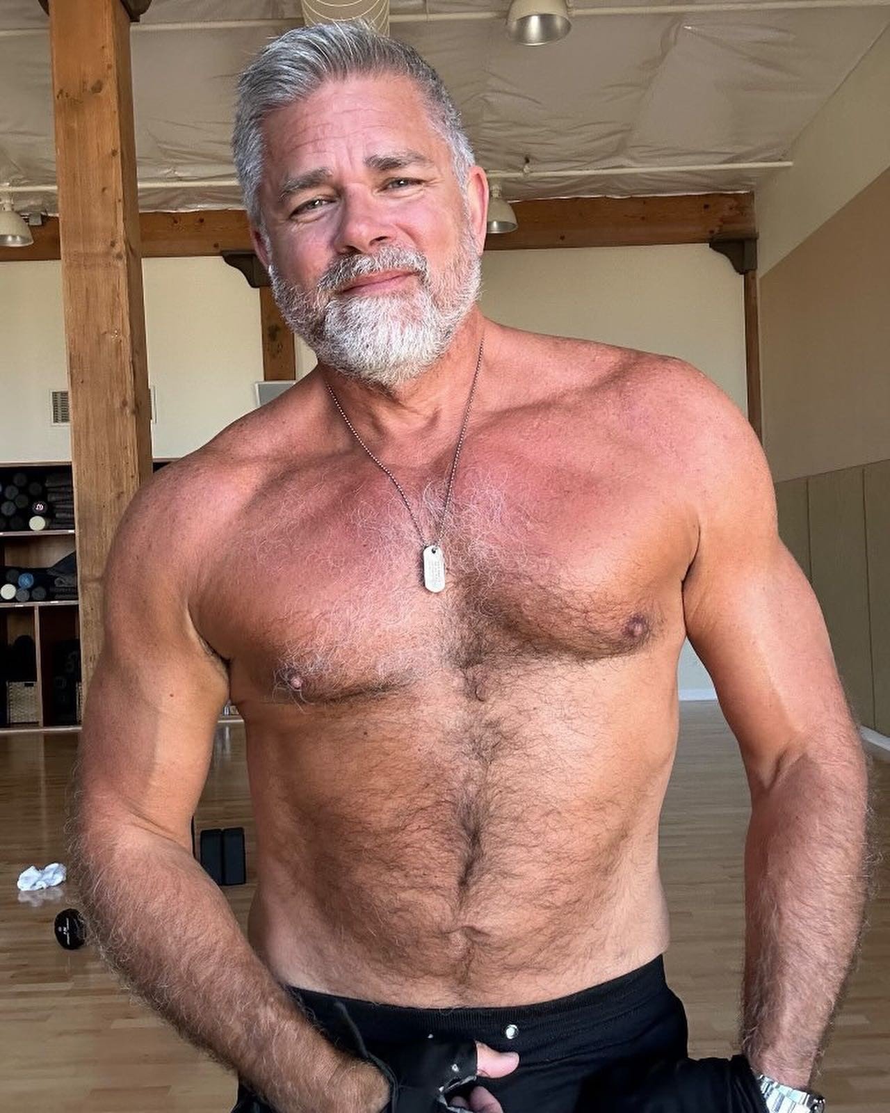 Photo by DirtyDaddyFunStuff with the username @DirtyDaddyPorn, who is a verified user,  April 28, 2024 at 11:16 PM and the text says '#hairy #daddies'