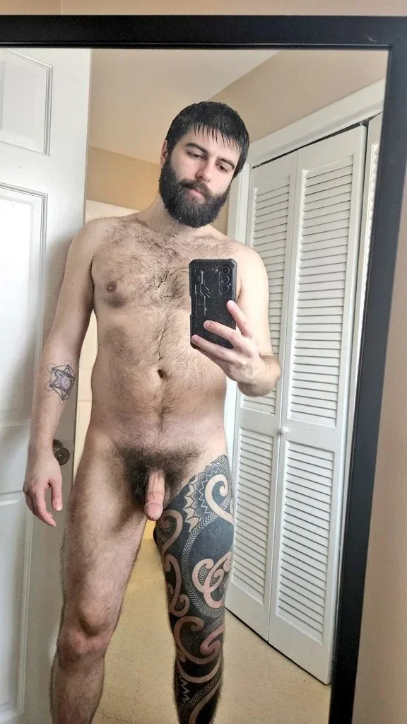 Photo by DirtyDaddyFunStuff with the username @DirtyDaddyPorn, who is a verified user,  April 23, 2024 at 10:58 PM and the text says '#superhung #hairy #otter #beard #tats'