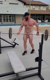 Album by DirtyDaddyFunStuff with the username @DirtyDaddyPorn, who is a verified user,  December 8, 2023 at 9:56 PM and the text says '#Musclebear #workout #bear #ginger'