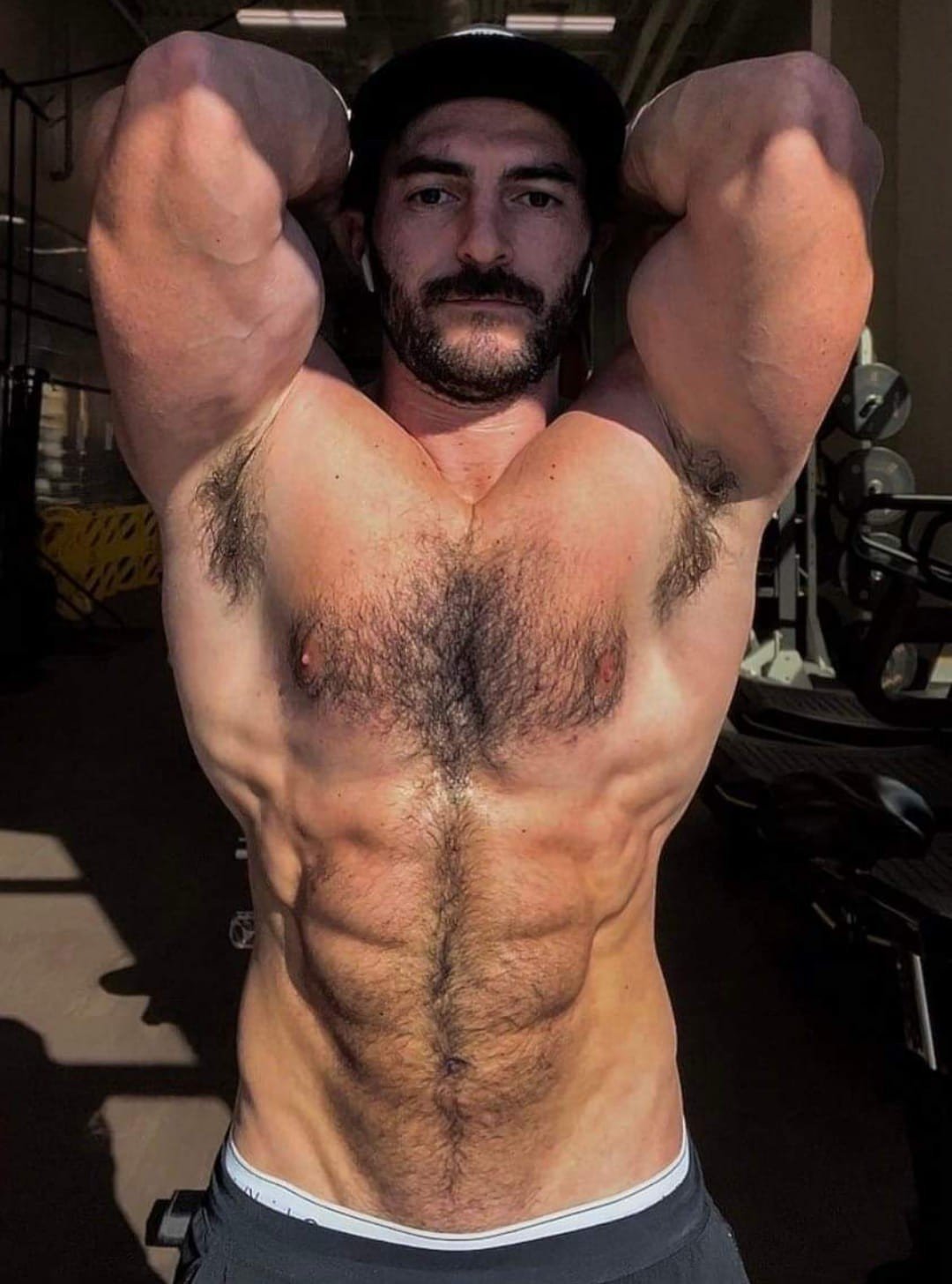 Album by DirtyDaddyFunStuff with the username @DirtyDaddyPorn, who is a verified user,  June 30, 2024 at 8:56 PM and the text says '#hairy #manly #muscles #butch #mustache #furry  #daddy'