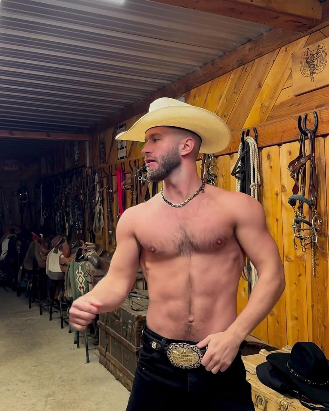 Photo by DirtyDaddyFunStuff with the username @DirtyDaddyPorn, who is a verified user,  February 24, 2024 at 1:16 AM and the text says '#hairy and Buff and #cowboys'