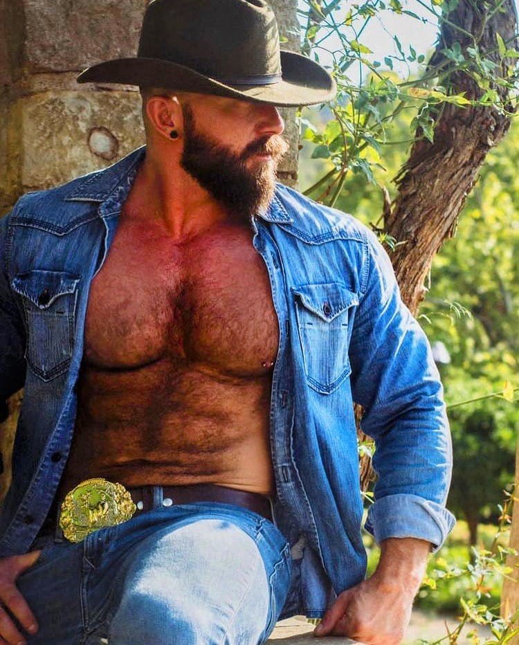 Photo by DirtyDaddyFunStuff with the username @DirtyDaddyPorn, who is a verified user,  March 14, 2024 at 8:52 PM and the text says '#cowboys #hairy #hunks'