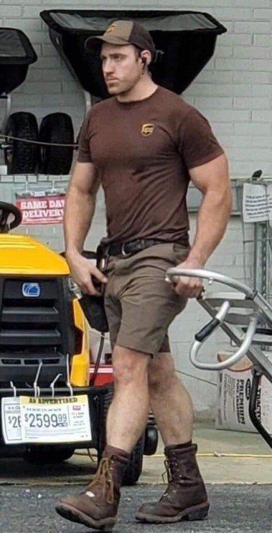 Photo by DirtyDaddyFunStuff with the username @DirtyDaddyPorn, who is a verified user,  December 27, 2023 at 11:05 PM and the text says 'Sexy #muscles and #UPS #uniform'