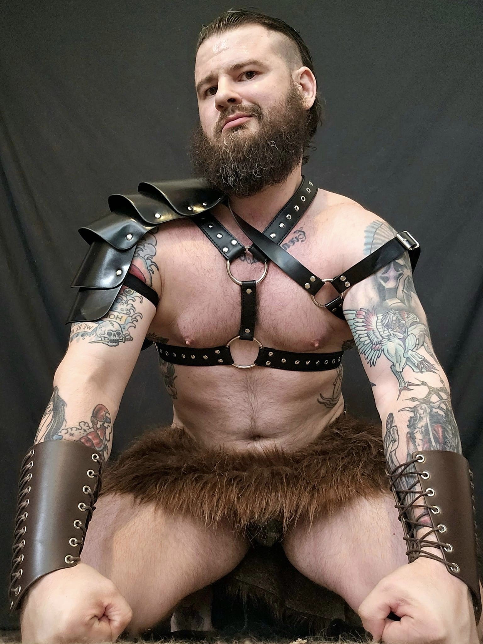 Photo by DirtyDaddyFunStuff with the username @DirtyDaddyPorn, who is a verified user,  May 12, 2024 at 10:29 PM and the text says 'Hot and #hairy #muscles #jockstraps #beards'