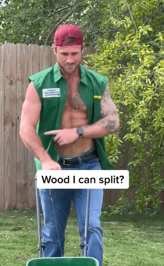Photo by DirtyDaddyFunStuff with the username @DirtyDaddyPorn, who is a verified user,  May 9, 2024 at 12:37 AM and the text says 'I hired him but he only spread lawn seed...not what I expected. ahahahah.
#otters #muscles #tats #lawnguy #uniforms #sweaty #stubble'