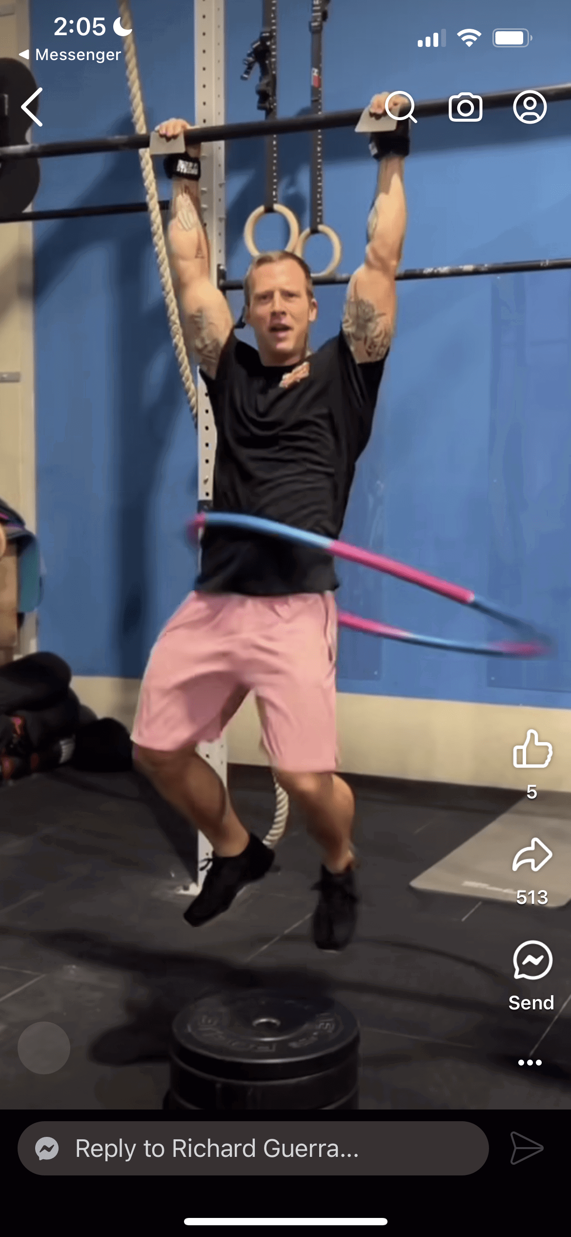 Photo by DirtyDaddyFunStuff with the username @DirtyDaddyPorn, who is a verified user,  February 20, 2024 at 8:07 PM and the text says 'That Swing!  #gym #hung #baskets'