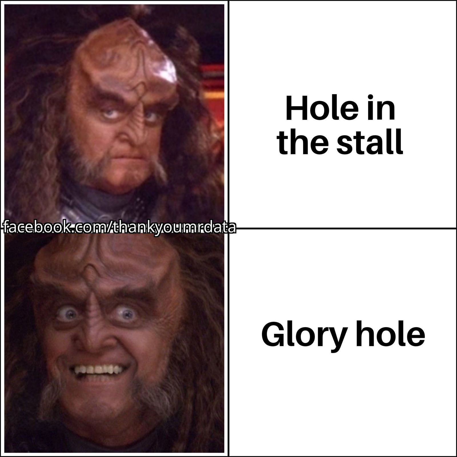 Photo by DirtyDaddyFunStuff with the username @DirtyDaddyPorn, who is a verified user,  December 8, 2023 at 11:37 PM and the text says '#startrek Funnies #gloryhole'