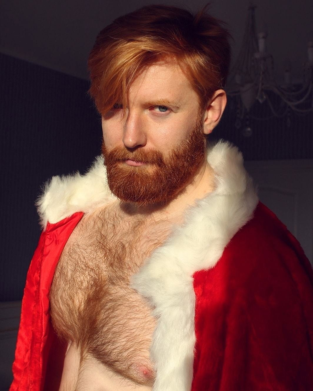 Photo by DirtyDaddyFunStuff with the username @DirtyDaddyPorn, who is a verified user,  January 7, 2024 at 9:55 PM and the text says 'A Sexy Christmas!  #santa #beards #bears #muscles #hairy'