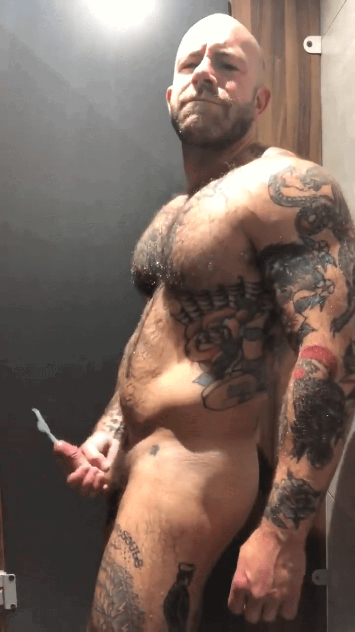 Album by DirtyDaddyFunStuff with the username @DirtyDaddyPorn, who is a verified user,  June 19, 2024 at 1:22 AM and the text says 'Big #butch #muscles and #hairy #tats  #cum'