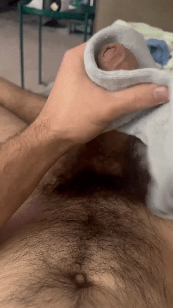 Photo by DirtyDaddyFunStuff with the username @DirtyDaddyPorn, who is a verified user,  April 23, 2024 at 9:32 PM and the text says '#sock Sex.  #uncut #jerkingoff #hung #cum #cumshot  #hairy'