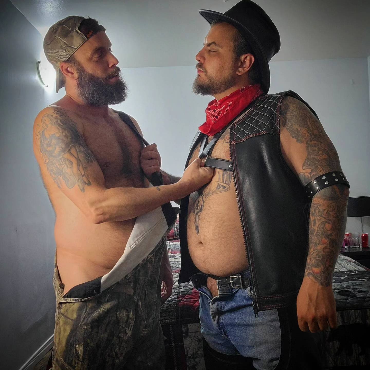 Album by DirtyDaddyFunStuff with the username @DirtyDaddyPorn, who is a verified user,  May 12, 2024 at 10:15 PM and the text says '#redneck #leather #bears'