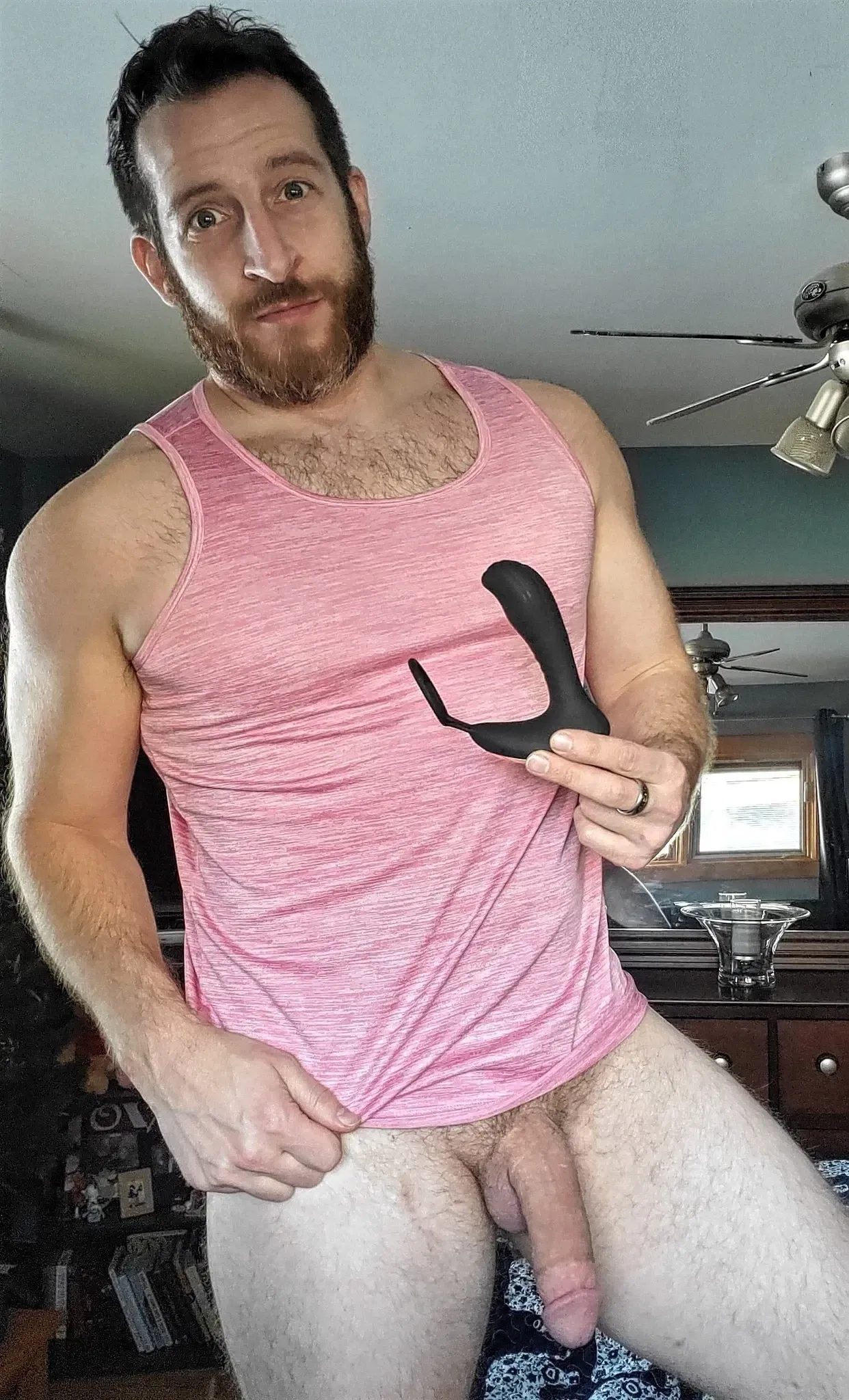 Album by DirtyDaddyFunStuff with the username @DirtyDaddyPorn, who is a verified user,  March 20, 2024 at 1:12 AM and the text says 'HUNG Ginger Muscle Stud.  #hung #cock #buff #muscles #bears #gingers #redheads #beards #hairy #cum #facials #daddy'