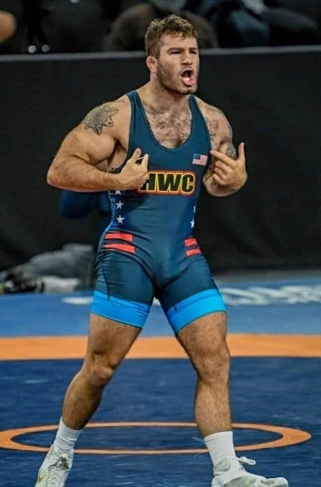 Photo by DirtyDaddyFunStuff with the username @DirtyDaddyPorn, who is a verified user,  April 27, 2024 at 12:41 AM and the text says '#Wrestling 4 #singlets #spandex #muscles #sweat #tats #mustaches #sports #buff #baskets #bulges #armpits'