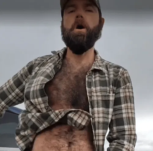 Photo by DirtyDaddyFunStuff with the username @DirtyDaddyPorn, who is a verified user,  May 30, 2024 at 1:19 AM and the text says 'Windy Farmer Jerkoff1 #hairy #otter #farmer #outdoors #beards #cum #cumshot #furry #muscles #hung #cowboys #countryboys'