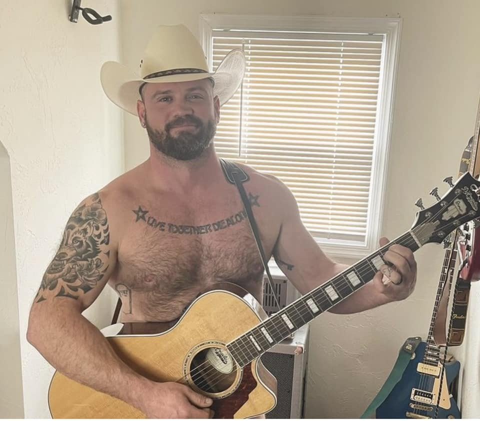 Album by DirtyDaddyFunStuff with the username @DirtyDaddyPorn, who is a verified user,  February 5, 2024 at 7:27 PM and the text says 'Hot #cowboys'