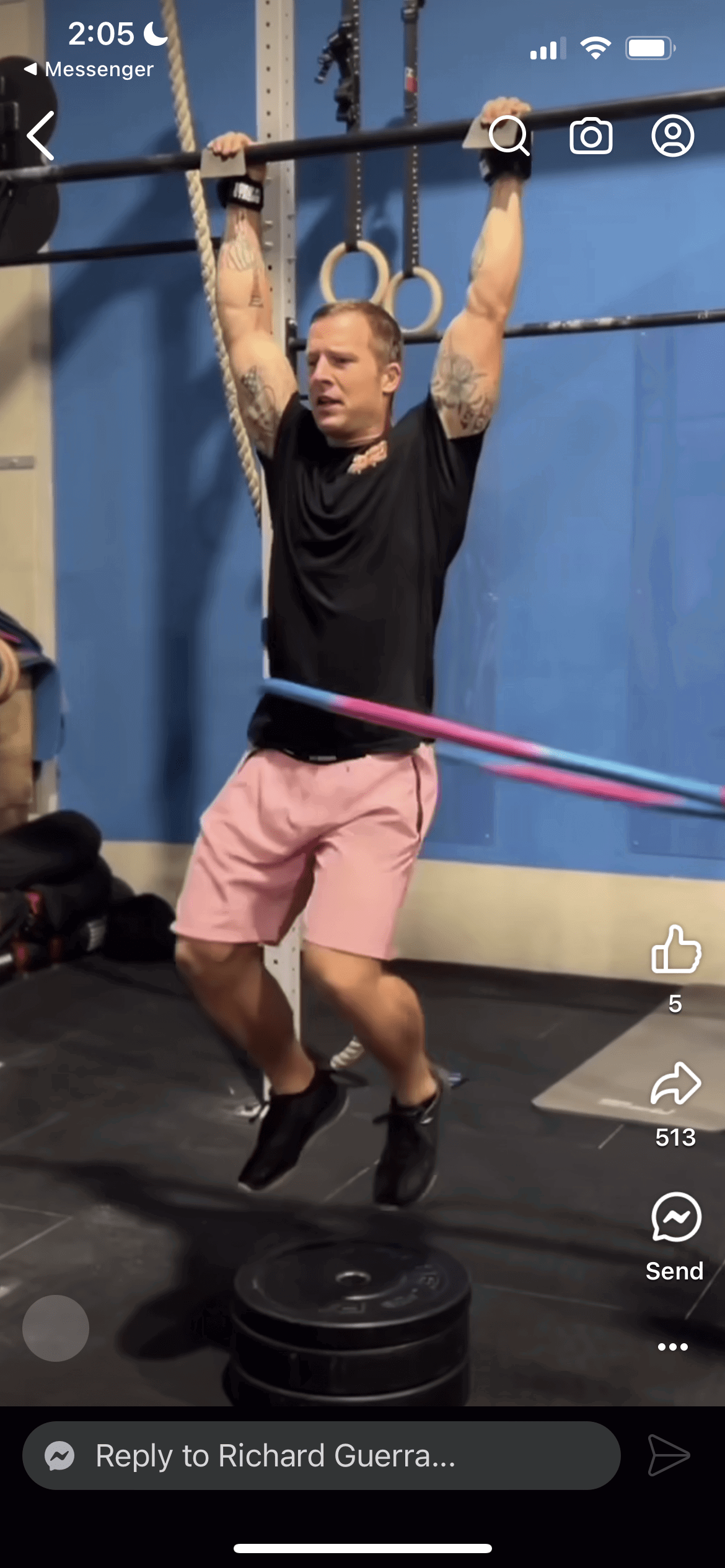 Photo by DirtyDaddyFunStuff with the username @DirtyDaddyPorn, who is a verified user,  February 20, 2024 at 8:07 PM and the text says 'That Swing!  #gym #hung #baskets'