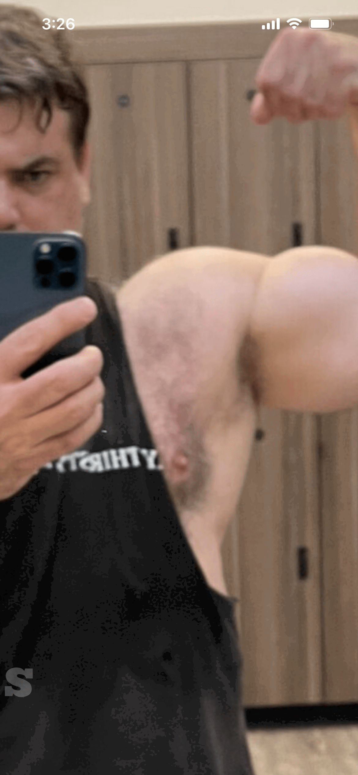 Album by DirtyDaddyFunStuff with the username @DirtyDaddyPorn, who is a verified user,  May 6, 2024 at 8:55 PM and the text says '#armpits #gym #muscles #daddy #hairy #stubble #beards #bigears #bald'