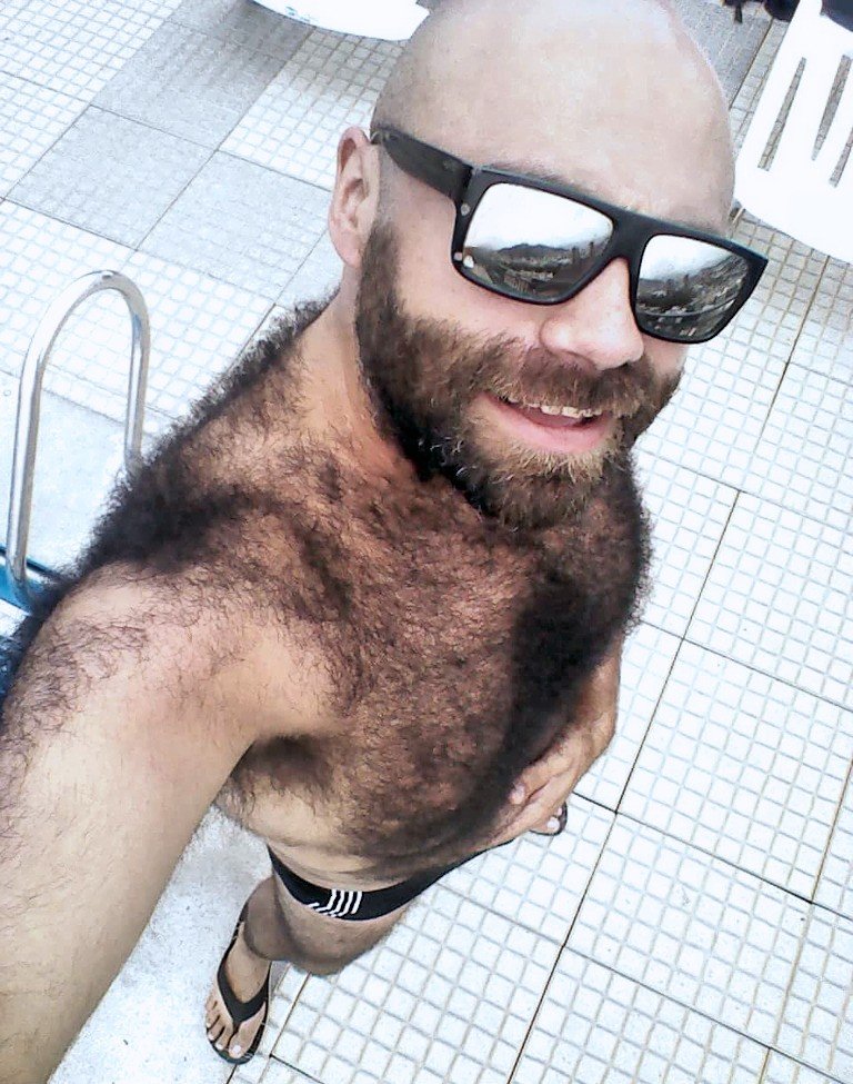 Album by DirtyDaddyFunStuff with the username @DirtyDaddyPorn, who is a verified user,  May 28, 2024 at 12:06 AM and the text says '#Hairy !!  #furry #werewolf #stubble #beards'