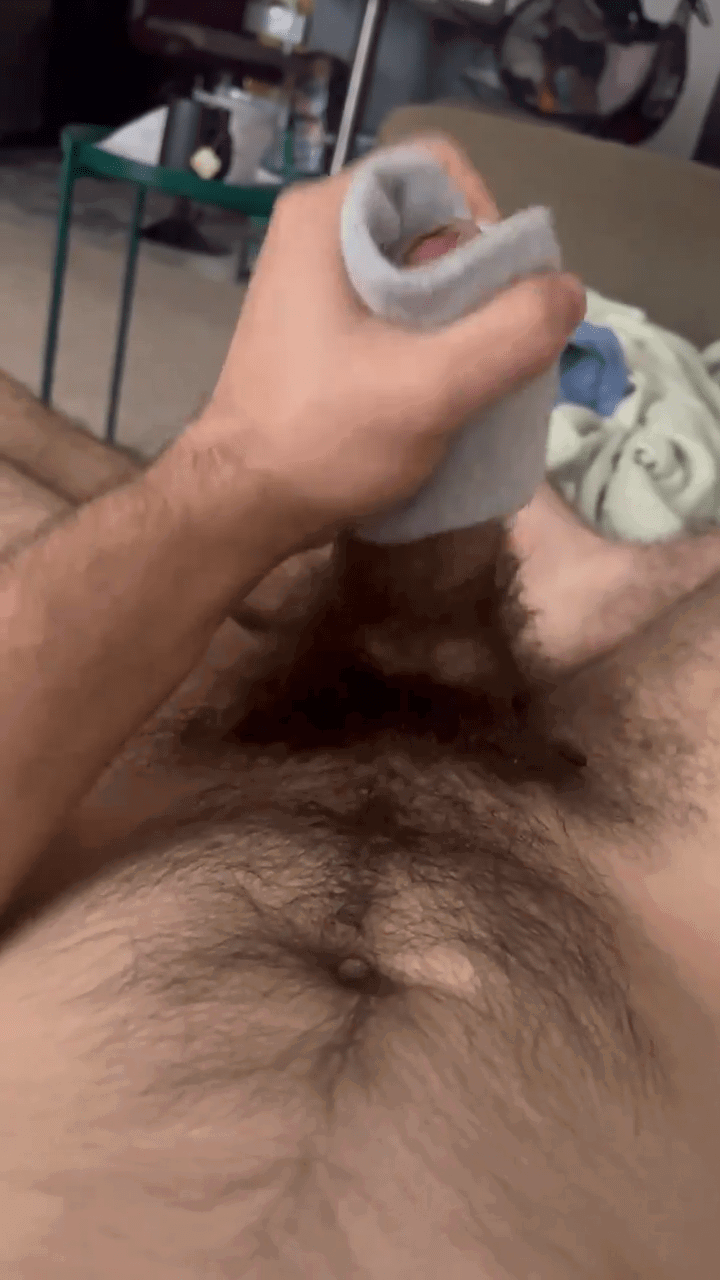 Photo by DirtyDaddyFunStuff with the username @DirtyDaddyPorn, who is a verified user,  April 23, 2024 at 9:32 PM and the text says '#sock Sex.  #uncut #jerkingoff #hung #cum #cumshot  #hairy'